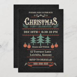 Vintage Style Christmas Party Invitation