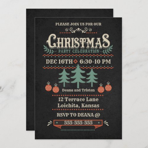 Vintage Style Christmas Party Invitation