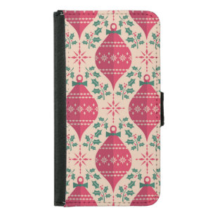 Vintage Style Christmas Seamless Pattern Samsung Galaxy S5 Wallet Case