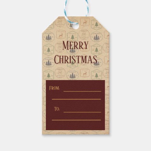 Vintage Style Christmas Stamp Gift Tags