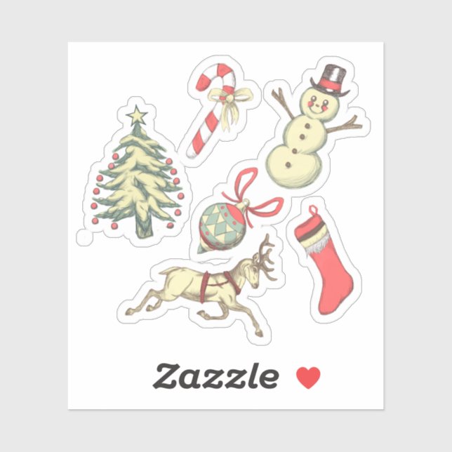Vintage Style Christmas Sticker (Sheet)
