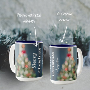 Vintage-style Christmas tree  Two-Tone Coffee Mug