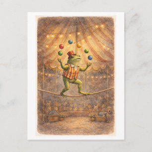 Vintage-Style Circus Frog Juggling Balls Postcard