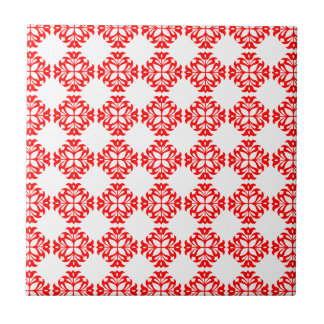 Vintage Style Classic Damask Pattern Print : Red Ceramic Tile