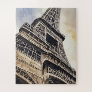 Vintage Style Close-up Eiffel Tower Paris Travel Jigsaw Puzzle
