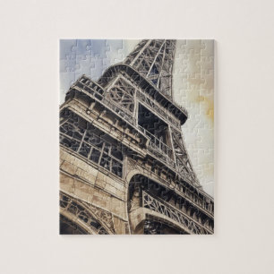 Vintage Style Close-up Eiffel Tower Paris Travel Jigsaw Puzzle