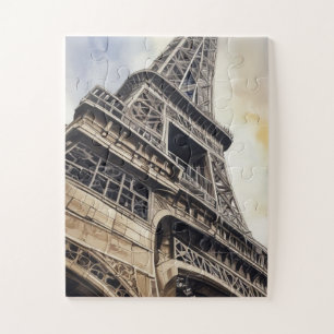 Vintage Style Close-up Eiffel Tower Paris Travel Jigsaw Puzzle