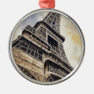 Vintage Style Close-up Eiffel Tower Paris Travel Metal Ornament