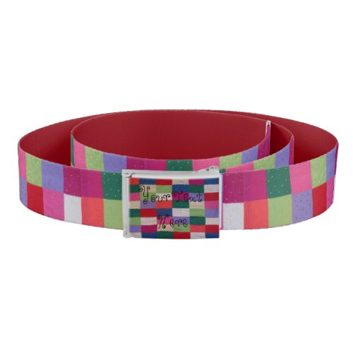 vintage style colorful knitted patchwork belt
