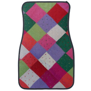 vintage style colorful knitted patchwork car floor mat