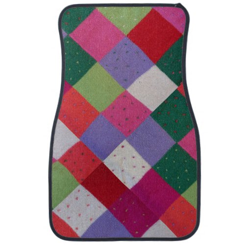 vintage style colorful knitted patchwork  car floor mat