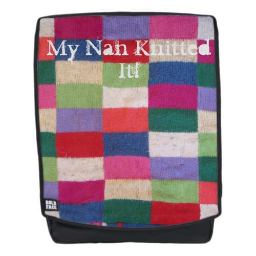 vintage style colorful knitted patchwork squares backpack