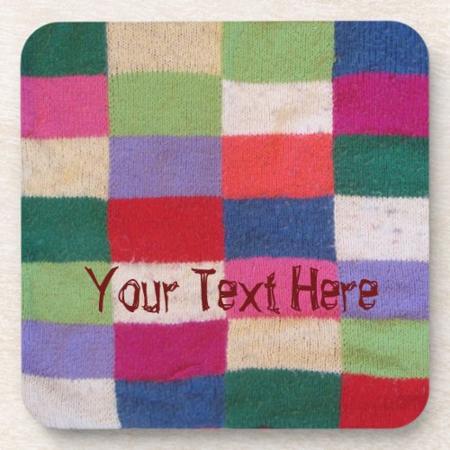 vintage style colorful knitted patchwork squares h beverage coaster