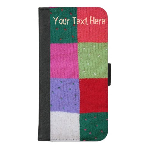 vintage style colorful knitted patchwork squares iPhone 87 plus wallet case