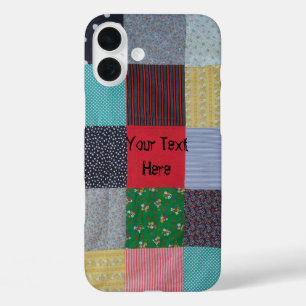 vintage style colorful patchwork fabric squares iPhone 16 plus case
