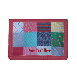vintage style colorful patchwork  tri-fold wallet