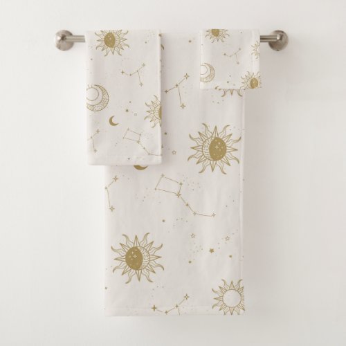 Vintage Style Constellation Pattern Bath Towel Set