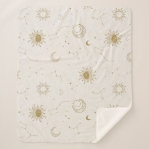 Vintage Style Constellation Pattern Sherpa Blanket