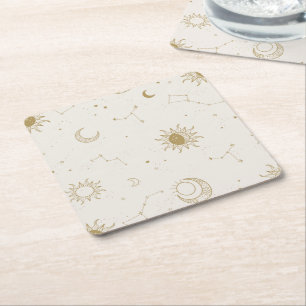 Vintage Style Constellation Pattern Square Paper Coaster