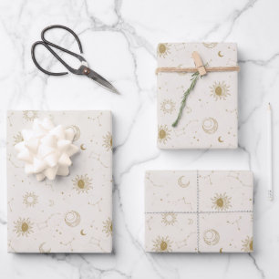 Vintage Style Constellation Pattern Wrapping Paper Sheets
