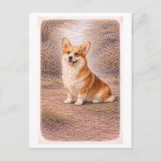 Vintage-Style Corgi Postcard