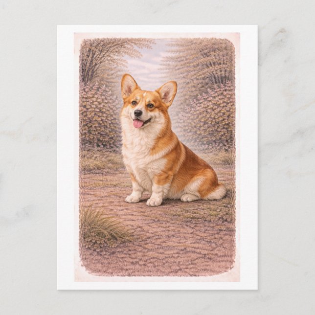 Vintage-Style Corgi Postcard (Front)