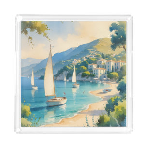 Vintage Style Cote D'Azur French Travel  Acrylic Tray