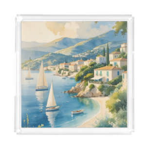 Vintage Style Cote D'Azur French Travel Acrylic Tray