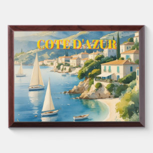 Vintage Style Cote D'Azur French Travel Award Plaque