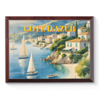 Vintage Style Cote D'Azur French Travel  Award Plaque