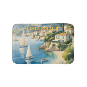 Vintage Style Cote D'Azur French Travel Bath Mat