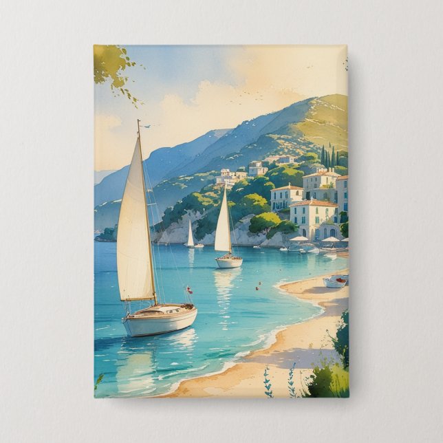 Vintage Style Cote D'Azur French Travel  Button (Front)