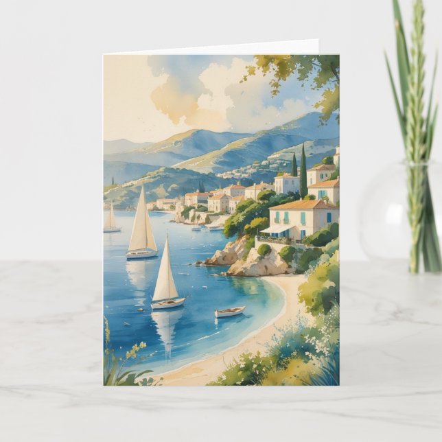 Vintage Style Cote D'Azur French Travel  Card (Front)