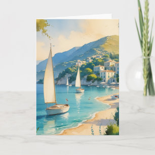 Vintage Style Cote D'Azur French Travel Card