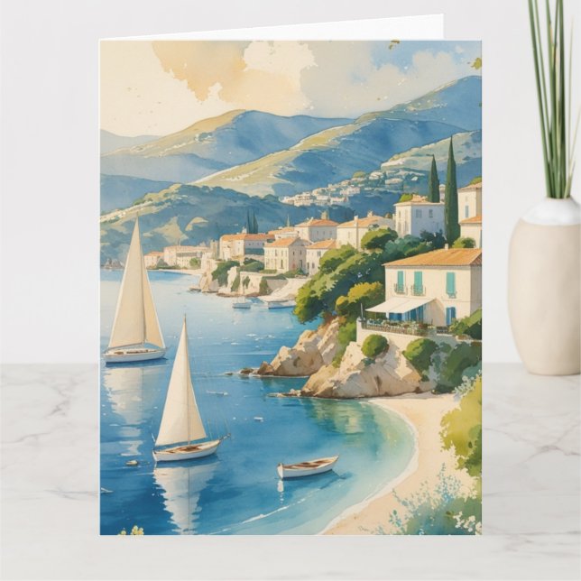 Vintage Style Cote D'Azur French Travel  Card (Front)