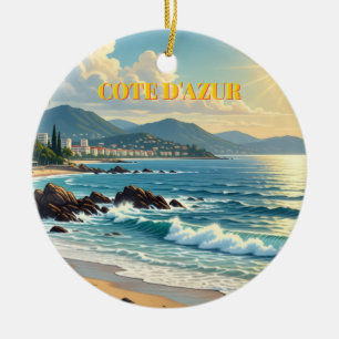 Vintage Style Cote D'Azur French Travel Ceramic Ornament