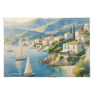 Vintage Style Cote D'Azur French Travel Cloth Placemat