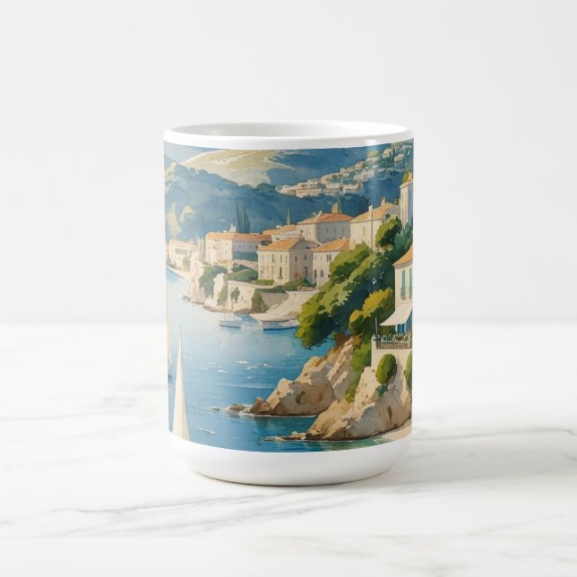 Vintage Style Cote D'Azur French Travel  Coffee Mug (Center)