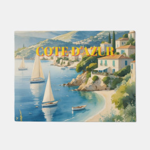 Vintage Style Cote D'Azur French Travel  Doormat