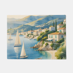 Vintage Style Cote D'Azur French Travel Doormat