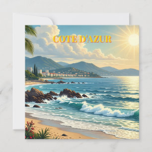 Vintage Style Cote D'Azur French Travel Holiday Card