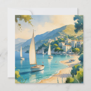Vintage Style Cote D'Azur French Travel Holiday Card