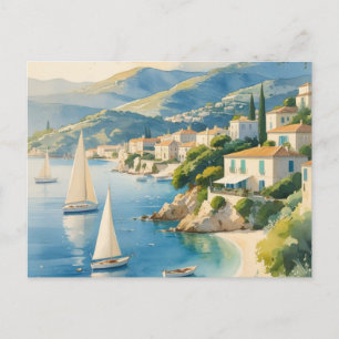 Vintage Style Cote D'Azur French Travel Holiday Postcard