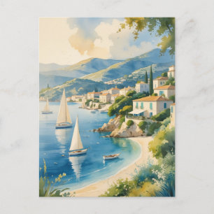 Vintage Style Cote D'Azur French Travel Holiday Postcard
