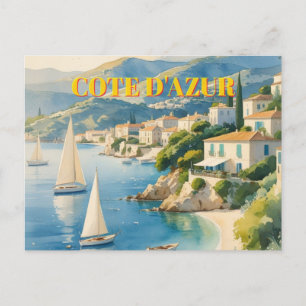 Vintage Style Cote D'Azur French Travel Holiday Postcard