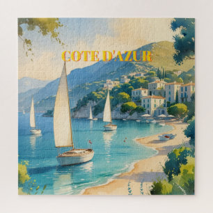 Vintage Style Cote D'Azur French Travel Jigsaw Puzzle