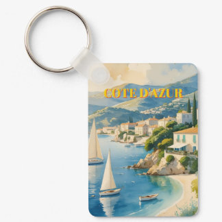 Vintage Style Cote D'Azur French Travel  Keychain