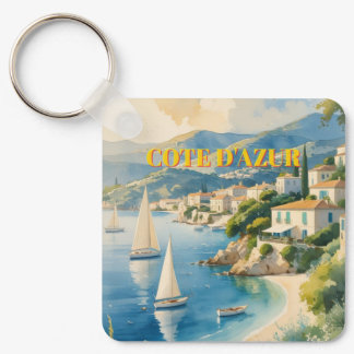 Vintage Style Cote D'Azur French Travel  Keychain