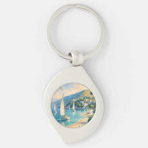 Vintage Style Cote D'Azur French Travel  Keychain