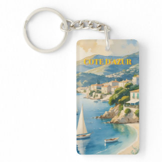 Vintage Style Cote D'Azur French Travel  Keychain